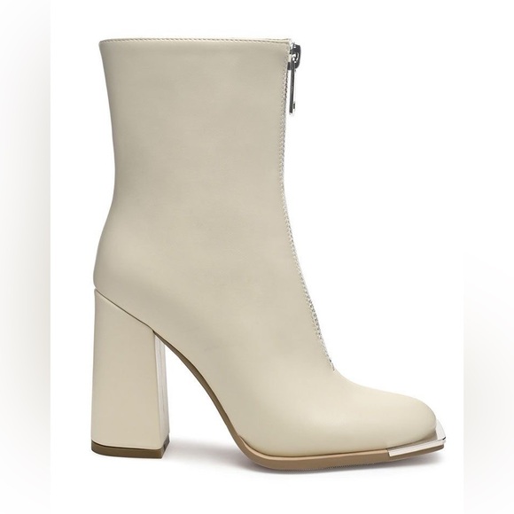 London Rag Flower Blade Western Square Toe Zip Up Ankle Boots - Picture 2 of 9